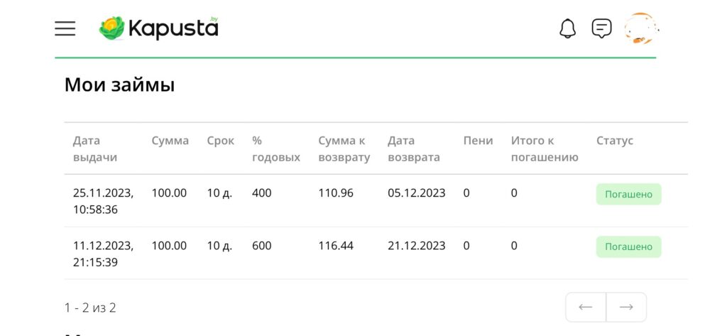 Капуста - онлайн микро-займы в Беларуси